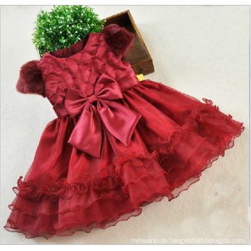 heißer Verkauf Baby Mädchen Winter Kleid / dickes Kleid Pelz Kleid für Winter Mädchen tragen